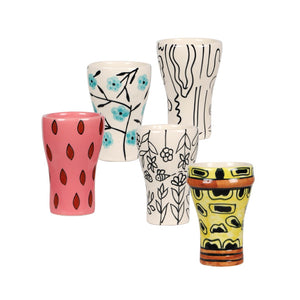 TOV Furniture Velma Ceramic Glassware Collection - Set of 5 Unique Hand-Painted Glasses for Fun Entertaining TOV-T18766