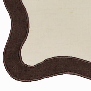TOV Furniture Wavy Challah Cover - Handcrafted Modern Design for Shabbat Tables with Elegant Scalloped Edge Cream &amp; Brown TOV-T18853