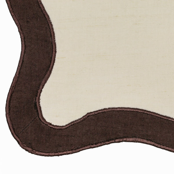 TOV Furniture Wavy Challah Cover - Handcrafted Modern Design for Shabbat Tables with Elegant Scalloped Edge Cream &amp; Brown TOV-T18853