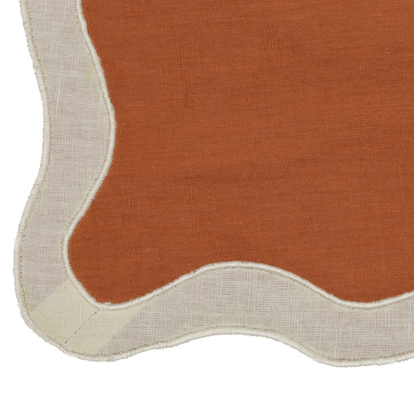 TOV Furniture Wavy Challah Cover - Handcrafted Modern Design for Shabbat Tables with Elegant Scalloped Edge Rust TOV-T18854