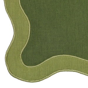 TOV Furniture Wavy Challah Cover - Handcrafted Modern Design for Shabbat Tables with Elegant Scalloped Edge Green TOV-T18855