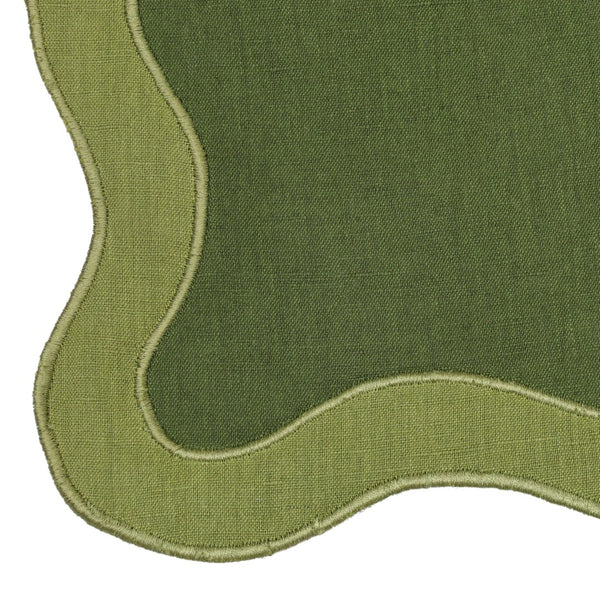 TOV Furniture Wavy Challah Cover - Handcrafted Modern Design for Shabbat Tables with Elegant Scalloped Edge Green TOV-T18855