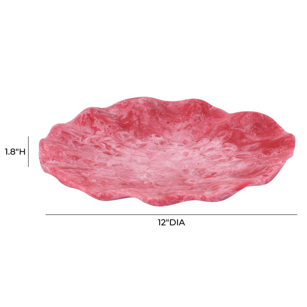 TOV Furniture Mera Resin Petal Tray - Unique Sculptural Accent for Serving, Organizing, or Home Decor Styling Red TOV-T18874