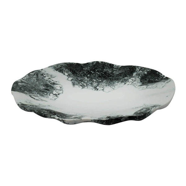 TOV Furniture Mera Resin Petal Tray - Unique Sculptural Accent for Serving, Organizing, or Home Decor Styling Black and White TOV-T18875