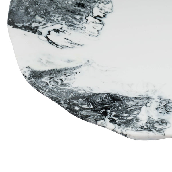 TOV Furniture Mera Resin Petal Tray - Unique Sculptural Accent for Serving, Organizing, or Home Decor Styling Black and White TOV-T18875