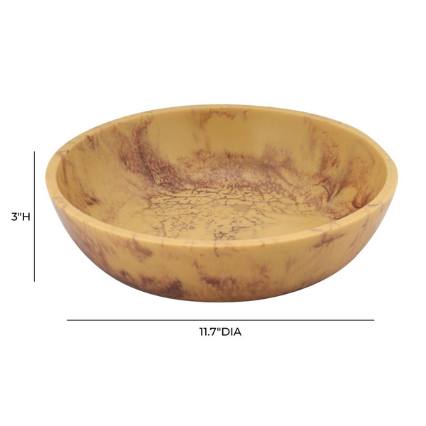 TOV Furniture Mera Resin Serving Bowl - Handmade Artful Centerpiece for Tabletop Decor and Functional Serveware Mustard Yellow TOV-T18876