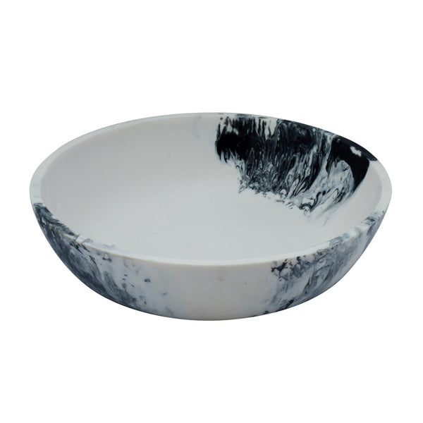 TOV Furniture Mera Resin Serving Bowl - Handmade Artful Centerpiece for Tabletop Decor and Functional Serveware Black and White TOV-T18877