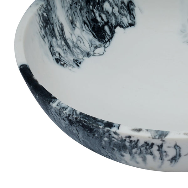 TOV Furniture Mera Resin Serving Bowl - Handmade Artful Centerpiece for Tabletop Decor and Functional Serveware Black and White TOV-T18877