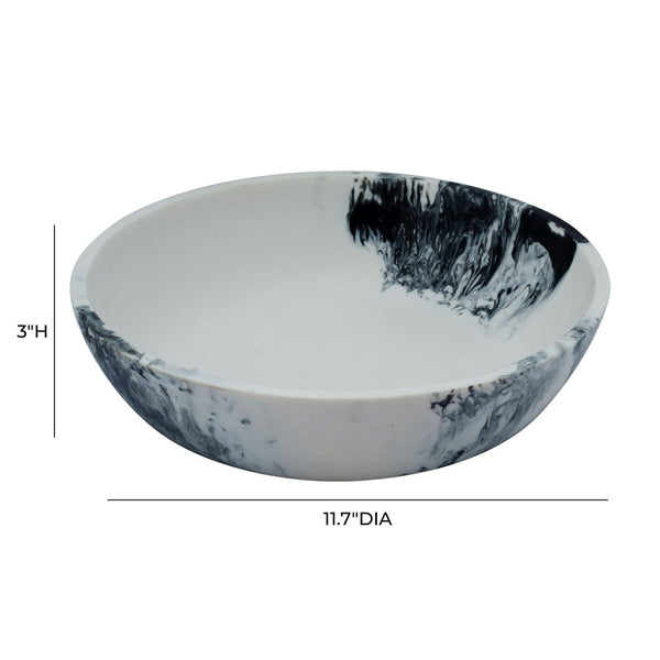 TOV Furniture Mera Resin Serving Bowl - Handmade Artful Centerpiece for Tabletop Decor and Functional Serveware Black and White TOV-T18877