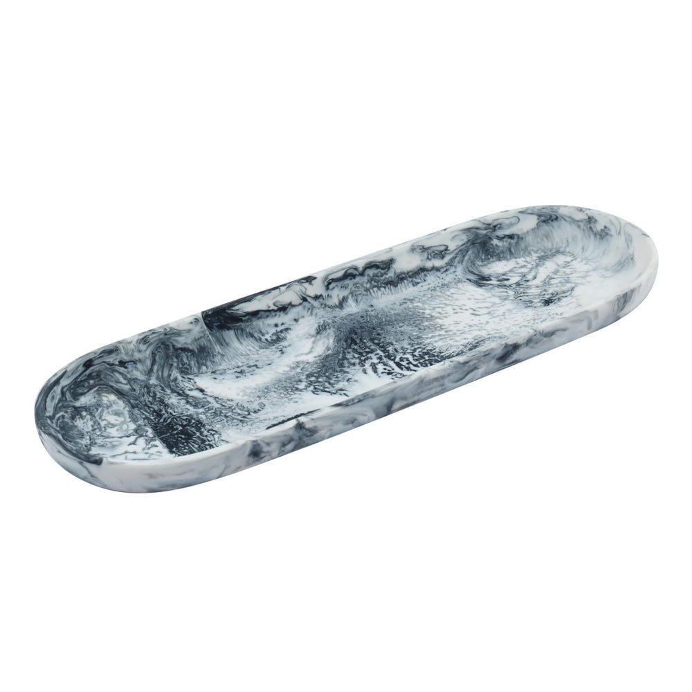 TOV Furniture Mera Black & White Long Resin Serving Platter - Unique Handcrafted Design for Stylish Entertaining TOV-T18878