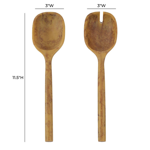 TOV Furniture Mera Resin Serving Spoons - Stylish Set of 2 for Elegant Entertaining and Everyday Dining Delight Mustard Yellow TOV-T18879