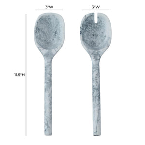 TOV Furniture Mera Resin Serving Spoons - Stylish Set of 2 for Elegant Entertaining and Everyday Dining Delight Black and White TOV-T18880