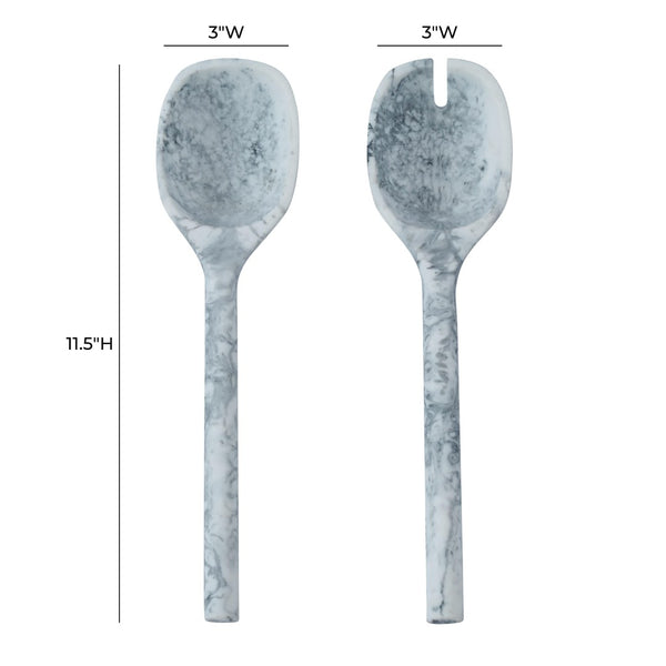 TOV Furniture Mera Resin Serving Spoons - Stylish Set of 2 for Elegant Entertaining and Everyday Dining Delight Black and White TOV-T18880