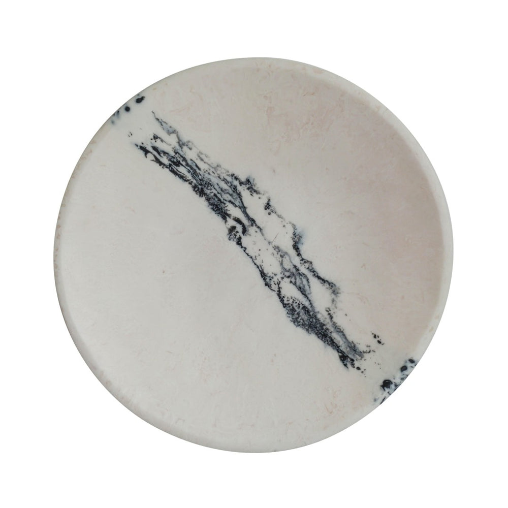 TOV Furniture Ikani Sculptural Black & White Resin Serving Plate – Handmade Marble-Like Centerpiece for Dining TOV-T18881