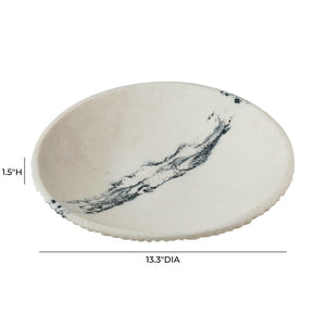 TOV Furniture Ikani Sculptural Black & White Resin Serving Plate – Handmade Marble-Like Centerpiece for Dining TOV-T18881