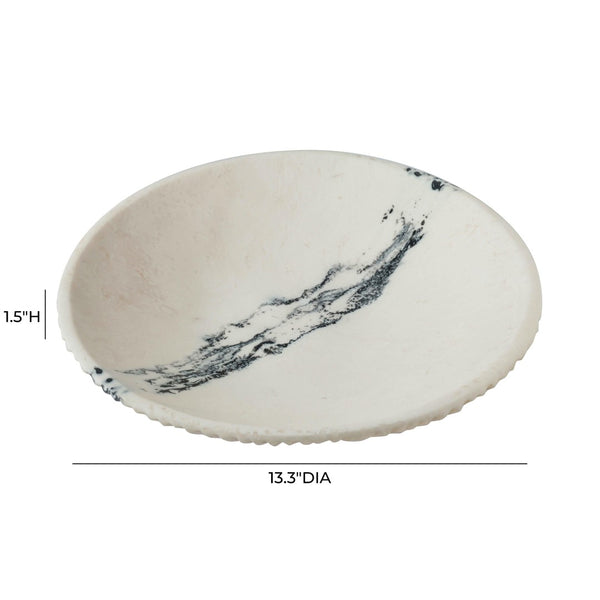 TOV Furniture Ikani Sculptural Black & White Resin Serving Plate – Handmade Marble-Like Centerpiece for Dining TOV-T18881
