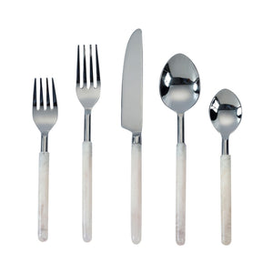 TOV Furniture Frose Silver Stainless Steel Flatware Set - 5-Piece Place Setting for 1 - Elegant Dining Solution TOV-T18884