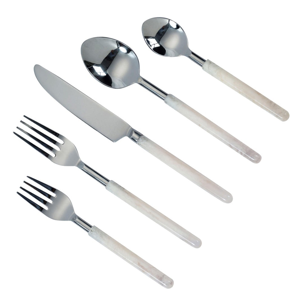 TOV Furniture Frose Silver Stainless Steel Flatware Set - 5-Piece Place Setting for 1 - Elegant Dining Solution TOV-T18884