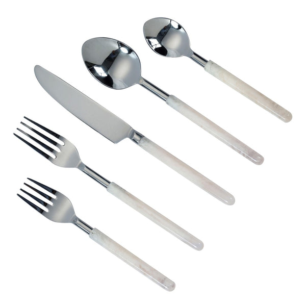 TOV Furniture Frose Silver Stainless Steel Flatware Set - 5-Piece Place Setting for 1 - Elegant Dining Solution TOV-T18884