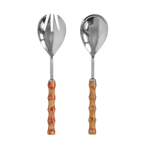 TOV Furniture Bamboozled Stainless Steel Salad Serving Spoons - Elegant Set of 2 with Bamboo-Inspired Handles TOV-T18886