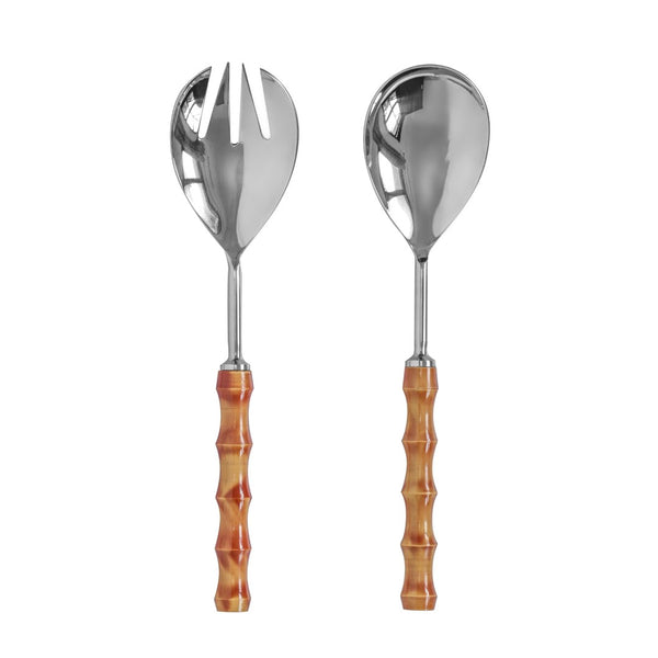 TOV Furniture Bamboozled Stainless Steel Salad Serving Spoons - Elegant Set of 2 with Bamboo-Inspired Handles TOV-T18886