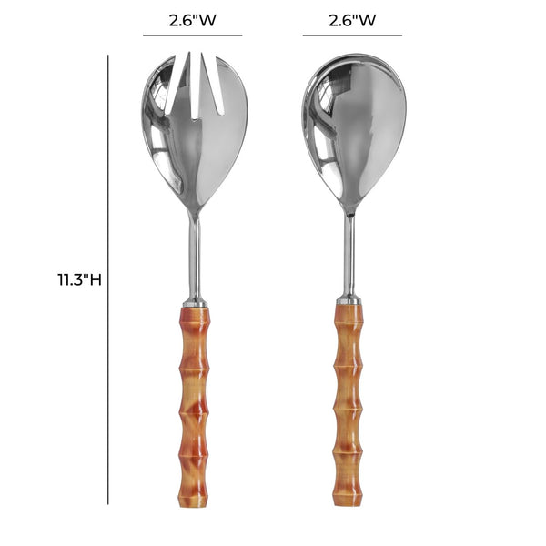 TOV Furniture Bamboozled Stainless Steel Salad Serving Spoons - Elegant Set of 2 with Bamboo-Inspired Handles TOV-T18886