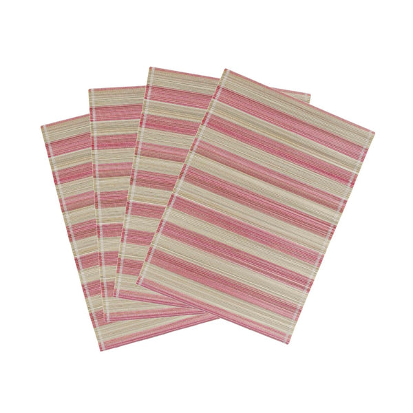 TOV Furniture Jora Coastal-Inspired Bamboo Placemat Set - 4 Hand-Bound Textured Table Protectors for Dining Pink TOV-T18928