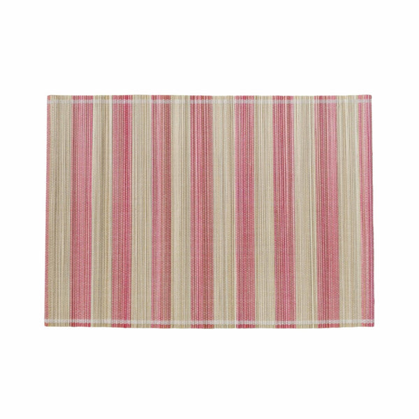 TOV Furniture Jora Coastal-Inspired Bamboo Placemat Set - 4 Hand-Bound Textured Table Protectors for Dining Pink TOV-T18928