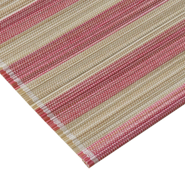 TOV Furniture Jora Coastal-Inspired Bamboo Placemat Set - 4 Hand-Bound Textured Table Protectors for Dining Pink TOV-T18928