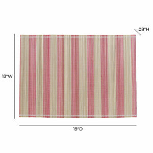TOV Furniture Jora Coastal-Inspired Bamboo Placemat Set - 4 Hand-Bound Textured Table Protectors for Dining Pink TOV-T18928