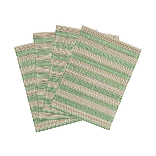 TOV Furniture Jora Coastal-Inspired Bamboo Placemat Set - 4 Hand-Bound Textured Table Protectors for Dining Green TOV-T18929