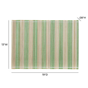 TOV Furniture Jora Coastal-Inspired Bamboo Placemat Set - 4 Hand-Bound Textured Table Protectors for Dining Green TOV-T18929