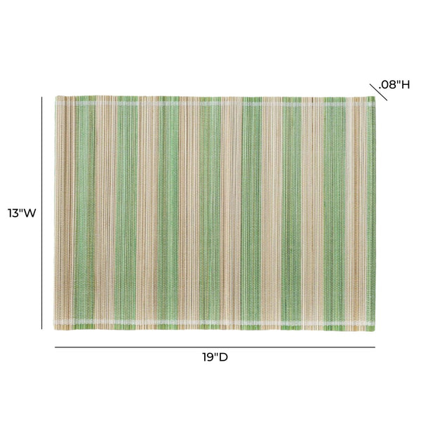 TOV Furniture Jora Coastal-Inspired Bamboo Placemat Set - 4 Hand-Bound Textured Table Protectors for Dining Green TOV-T18929