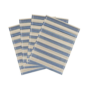 TOV Furniture Jora Coastal-Inspired Bamboo Placemat Set - 4 Hand-Bound Textured Table Protectors for Dining Blue TOV-T18930