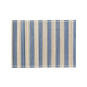 TOV Furniture Jora Coastal-Inspired Bamboo Placemat Set - 4 Hand-Bound Textured Table Protectors for Dining Blue TOV-T18930