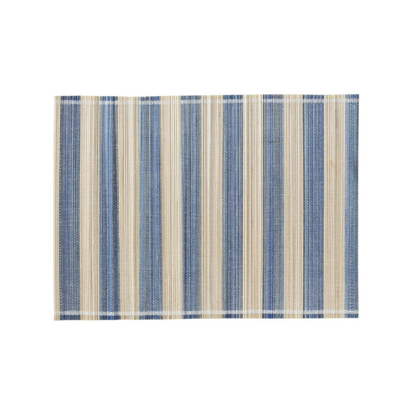 TOV Furniture Jora Coastal-Inspired Bamboo Placemat Set - 4 Hand-Bound Textured Table Protectors for Dining Blue TOV-T18930