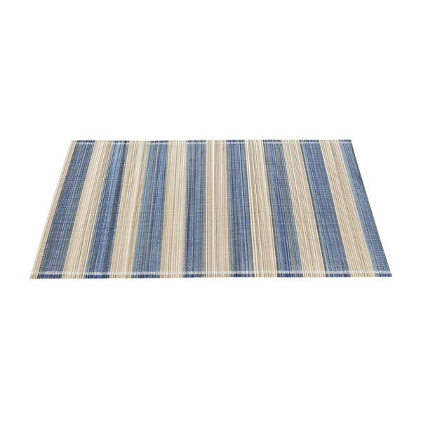 TOV Furniture Jora Coastal-Inspired Bamboo Placemat Set - 4 Hand-Bound Textured Table Protectors for Dining Blue TOV-T18930