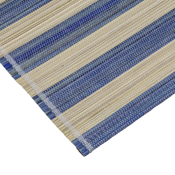 TOV Furniture Jora Coastal-Inspired Bamboo Placemat Set - 4 Hand-Bound Textured Table Protectors for Dining Blue TOV-T18930