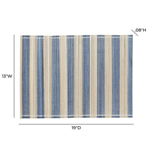 TOV Furniture Jora Coastal-Inspired Bamboo Placemat Set - 4 Hand-Bound Textured Table Protectors for Dining Blue TOV-T18930