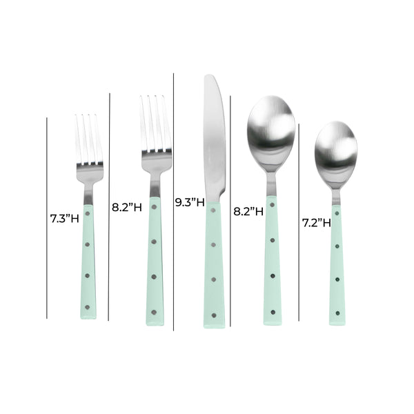 Soline Mint Green and Stainless Steel Flatware - Set of 20 Pieces TOV-T54289-SET TOV Furniture