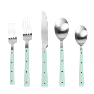 TOV Furniture Soline Stainless Steel Flatware Set - 5-Piece Service for 1, Modern Design, Dishwasher Safe, Durable Mint TOV-T54289