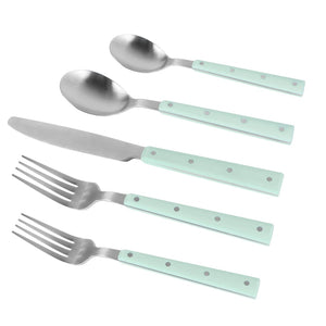 TOV Furniture Soline Stainless Steel Flatware Set - 5-Piece Service for 1, Modern Design, Dishwasher Safe, Durable Mint TOV-T54289