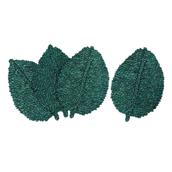 TOV Furniture Leaf Seagrass Placemat Set of 4 - Handcrafted, Eco-Friendly, Sculptural Dining Essentials for Every Table Green TOV-T54302