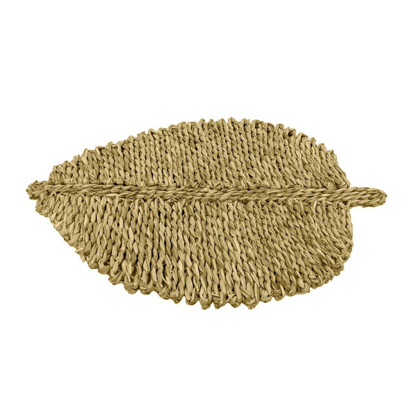 TOV Furniture Leaf Seagrass Placemat Set of 4 - Handcrafted, Eco-Friendly, Sculptural Dining Essentials for Every Table Natural TOV-T54303
