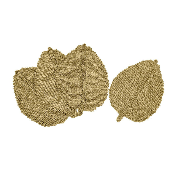 TOV Furniture Leaf Seagrass Placemat Set of 4 - Handcrafted, Eco-Friendly, Sculptural Dining Essentials for Every Table Natural TOV-T54303