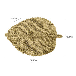 TOV Furniture Leaf Seagrass Placemat Set of 4 - Handcrafted, Eco-Friendly, Sculptural Dining Essentials for Every Table Natural TOV-T54303