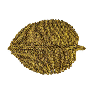 TOV Furniture Leaf Seagrass Placemat Set of 4 - Handcrafted, Eco-Friendly, Sculptural Dining Essentials for Every Table Yellow TOV-T54304