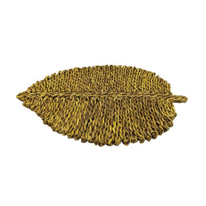 TOV Furniture Leaf Seagrass Placemat Set of 4 - Handcrafted, Eco-Friendly, Sculptural Dining Essentials for Every Table Yellow TOV-T54304