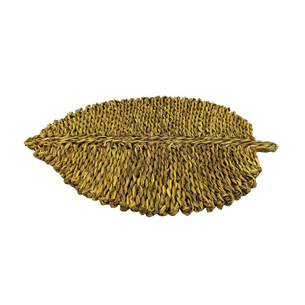 TOV Furniture Leaf Seagrass Placemat Set of 4 - Handcrafted, Eco-Friendly, Sculptural Dining Essentials for Every Table Yellow TOV-T54304