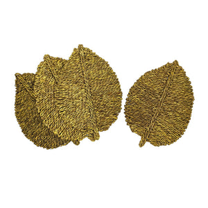 TOV Furniture Leaf Seagrass Placemat Set of 4 - Handcrafted, Eco-Friendly, Sculptural Dining Essentials for Every Table Yellow TOV-T54304